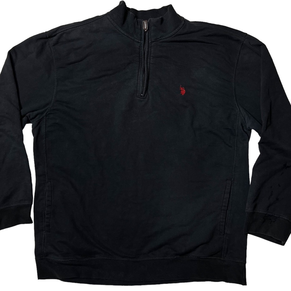 US Polo Assn 1/4 Zip Pullover Sweatshirt in Black Men’s Sz XXL